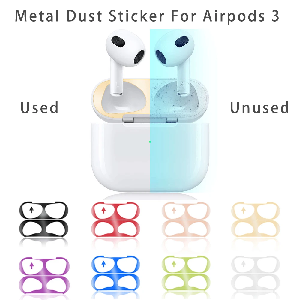 Metal Dust Guard For AirPods 3 Funda Case Accessories Protect Sticker Skin Protection For Apple AirPod Pro 2 Candy Color Sticker