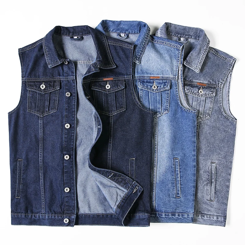 Big Size 5XL  8XL Men's Denim Vest New Arrival Fashion Loose Vests Outerwear Men Casual  Sleeveless Jacket Fat jeans Vest Coat