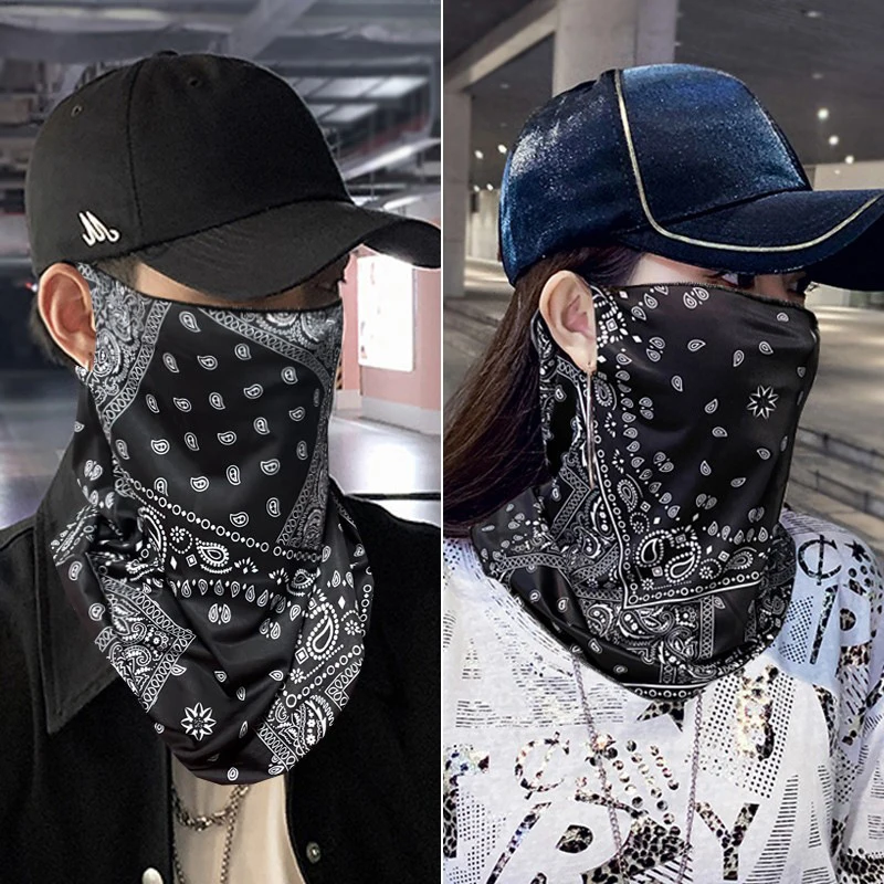 

1Pc Fashion Punk Sunscreen Mask For Men Women Summer Face Neck UV Protection Ear Scarf Hip Hop Outdoor Sports Cycling Bandana Sc