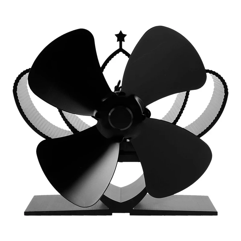 

JFBL Hot 4 Blades Fireplace Fan Stove Fan Heated Fan Heat Powered Eco Fan - Black