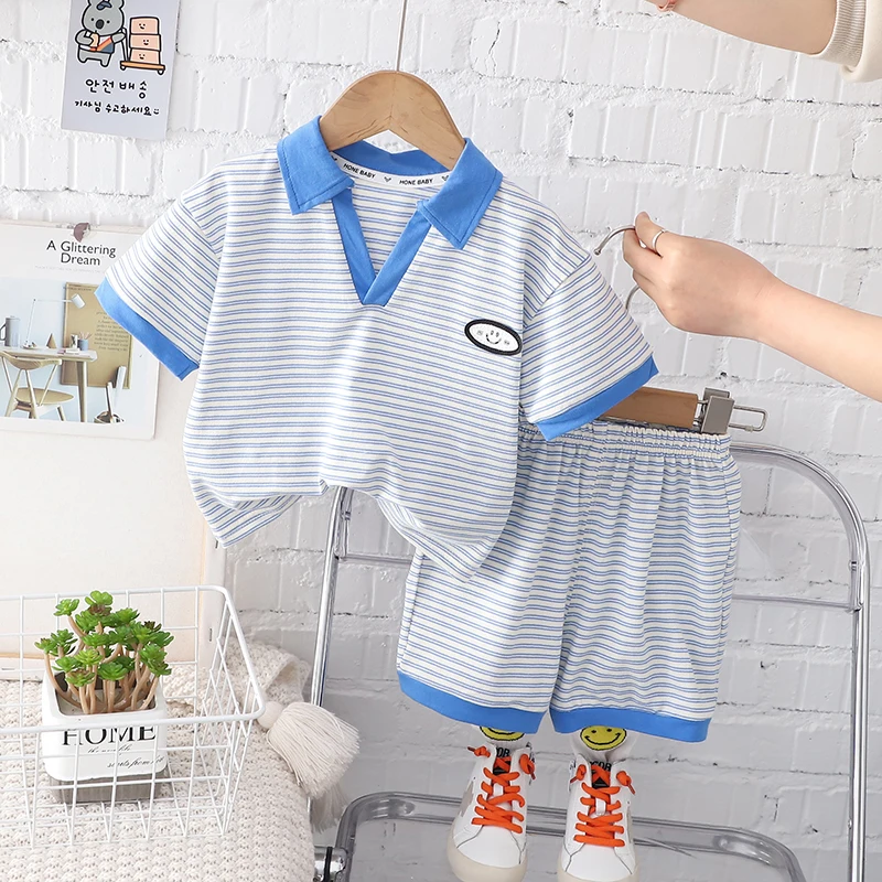 

High quality cotton baby boys short sleeve suit suitable for children aged 0-6 Little girls clothing Fashion
