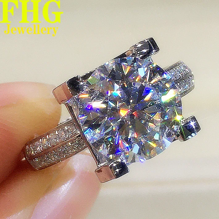 

Однотонное кольцо из белого золота Au750 1/2/3 карата стандарта DVVS Муассанит Бриллианты круглое обручальное кольцо для свадебной вечеринки или юбилея