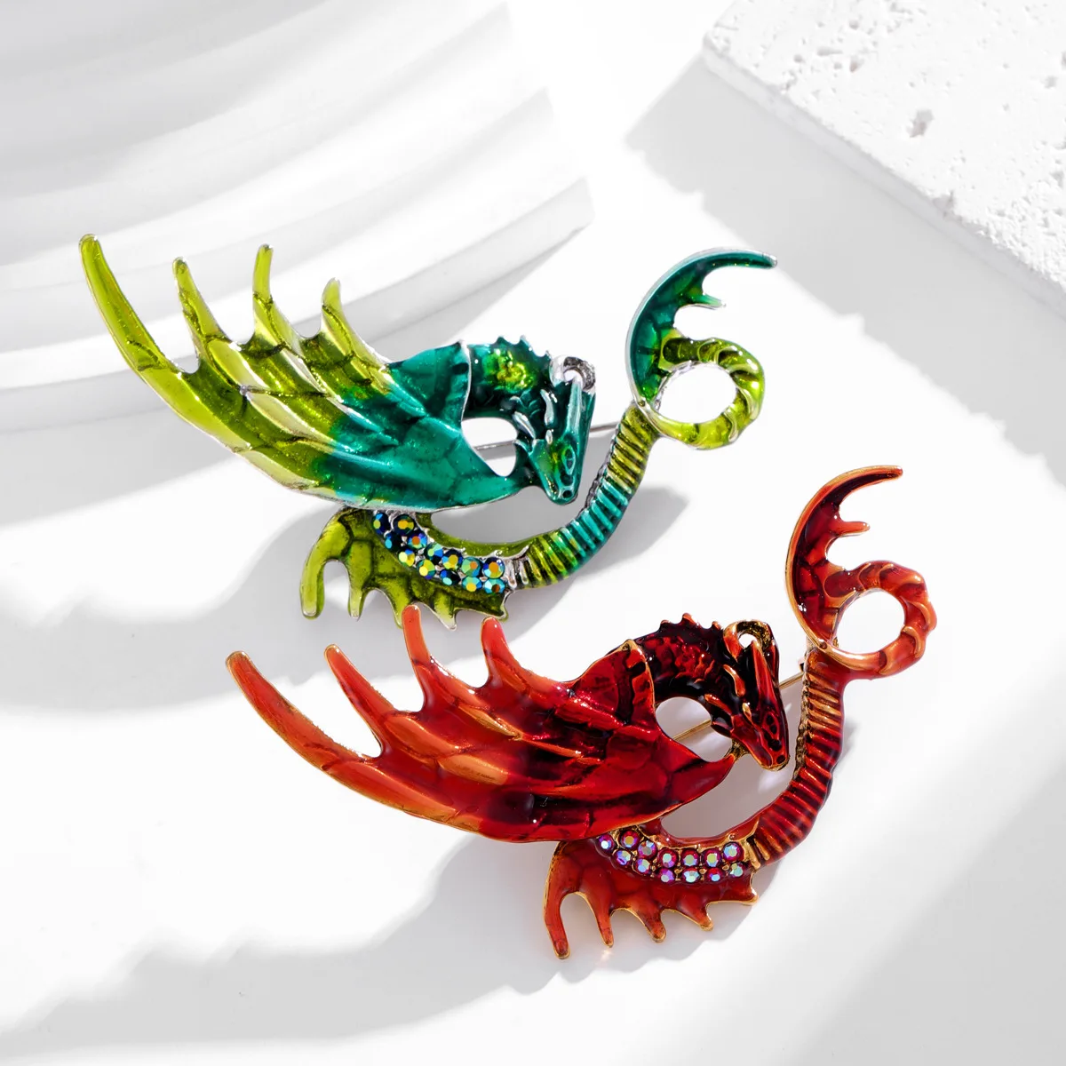 Новинка Мультяшные животные птеродактил брошь Блестящий Кристалл летающий