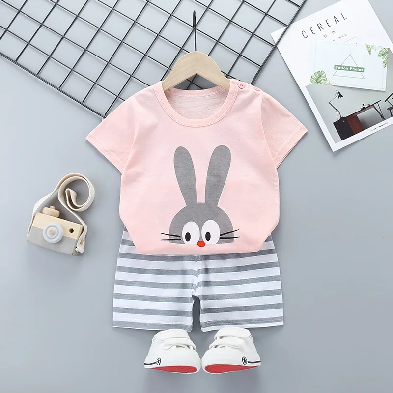 

SAILEROAD 2022 Cotton Summer Boys Short sleeves Pajamas Girls Set Cartoon Rabbit Pyjama Kids Pijama Children Sleepwear Clothes