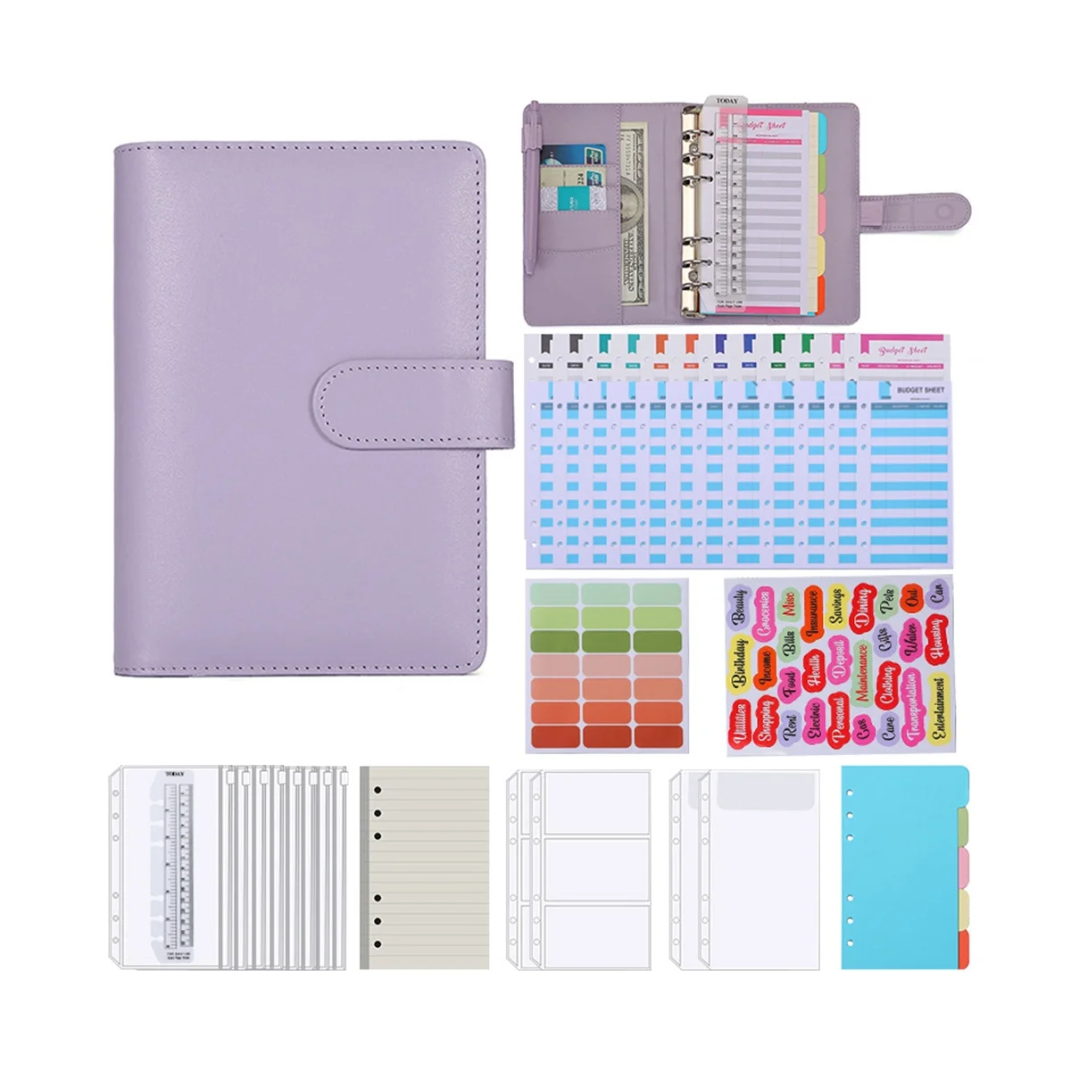 

Dotted Journal Kit, A6 Grid Journal Loose Leaf with Ring Binder, Colored Pen, Stencils, for Journal Diary
