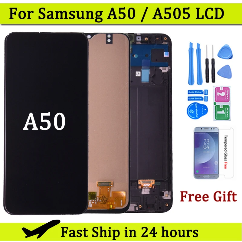 Для Samsung Galaxy A50 SM-A505FN/DS A505F/DS A505 LCD сенсорный экран дигитайзер с рамкой для Samsung A50 lcd