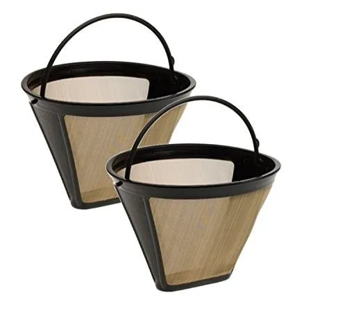 

Многоразовый фильтр для кофе с ручкой, моющийся Перманентный конусный фильтр из нержавеющей стали, с золотой сеткой, 2 шт.