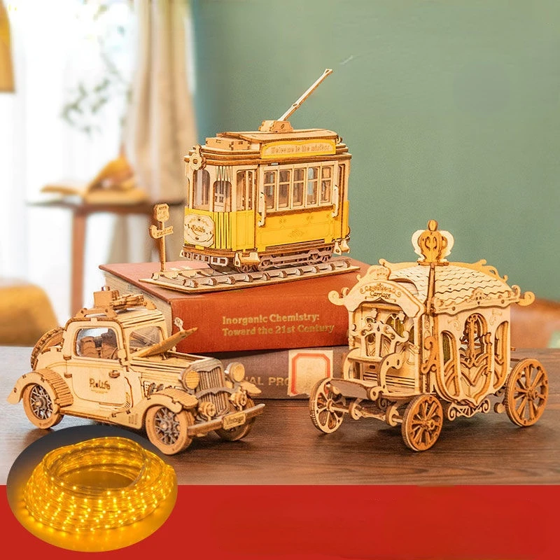 

Высококачественная деревянная 3D головоломка, деревянная модель в сборе, Джип, грузовик, поезд, корабль, самолет, фотосессия, подарок для дет...