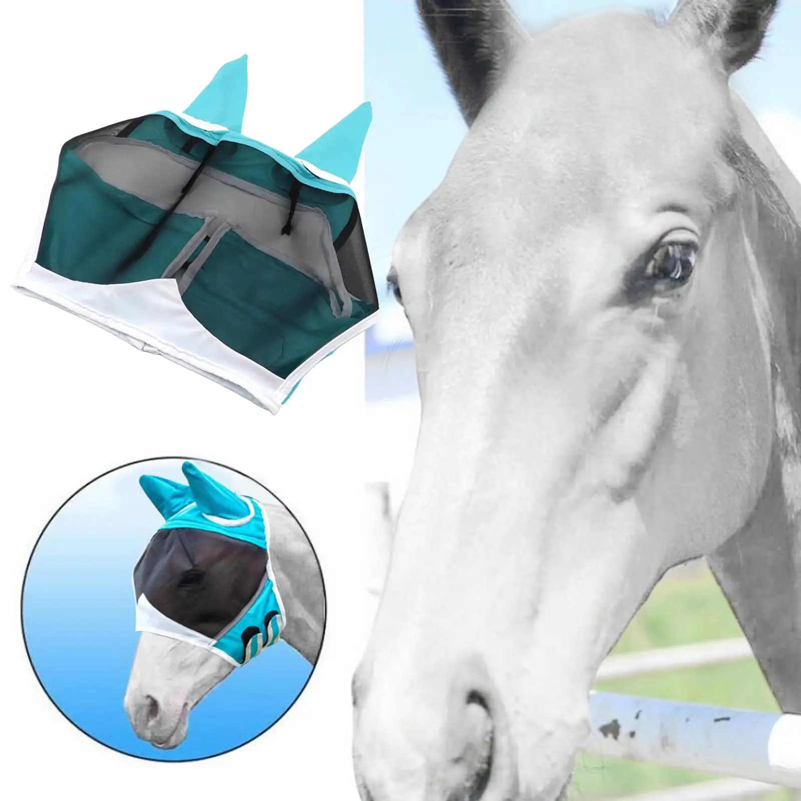 

Дышащая защитная маска для лошадей, защита глаз, сетчатая вуаль, УФ-защита, защита лошадей, насекомых, защита от насекомых, уход за лошадьми