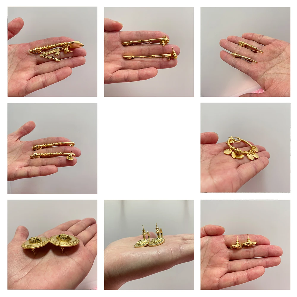 

Vintage geometric earrings European and American gold bare earrings Women's brass gold-plated earrings Luxury jewelry gifts