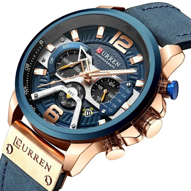 

CURREN Watch 8329 Casual Sport Chronograph Watches Men Wrist Luxury Quartz Leather Waterproof Wristwatches Relogio Masculino