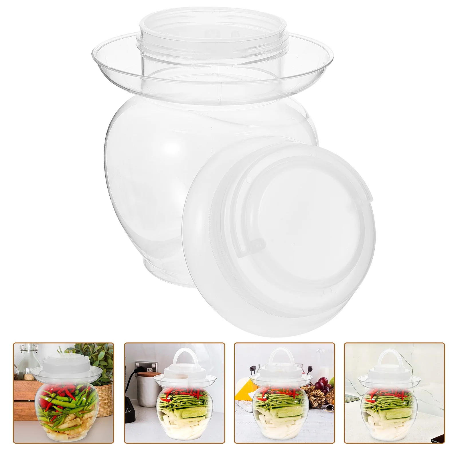 

Containers Lids Sauerkraut Jar Sourdough Starter Wide Mouth Fermentation Tank Crock Clear Vegetable Glass Plastic Kimchi