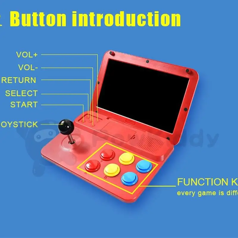 Powkiddy A13 игровая консоль 10-дюймовый большой экран съемный джойстик HD выход мини