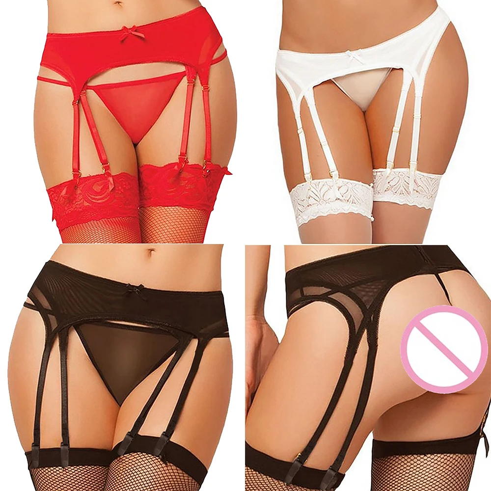 

Women Sexy Bow Perspective Thigh-Highs Garter Belt Suspender Lingerie Erotic Stocking