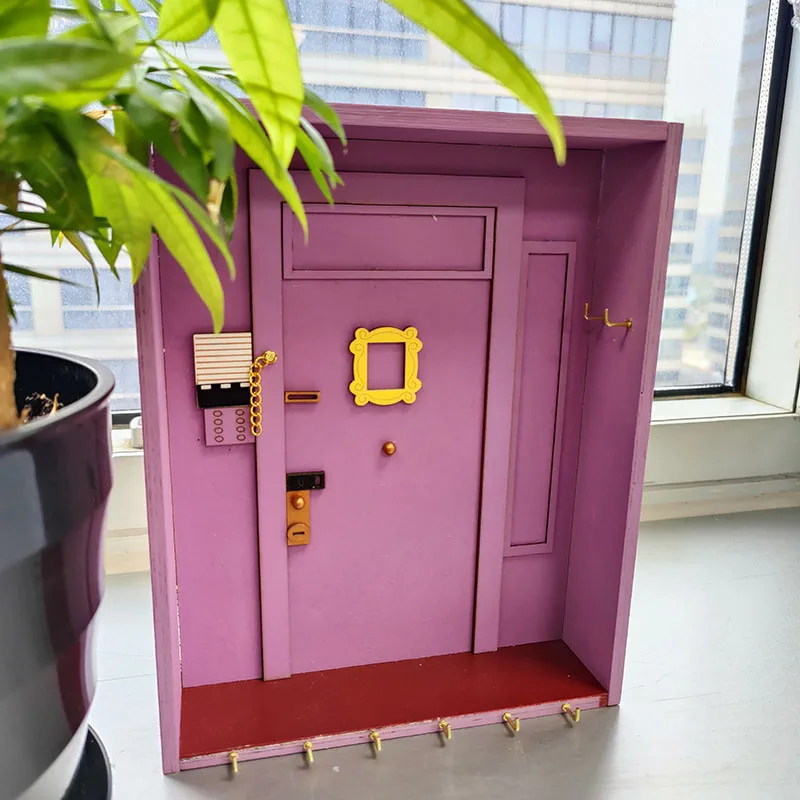 TV Show Friends Key Holder Monica's Door Holder Wooden Purple Door Hanger Friends Home Decor Porch Wall Hanging Key Storage Tool