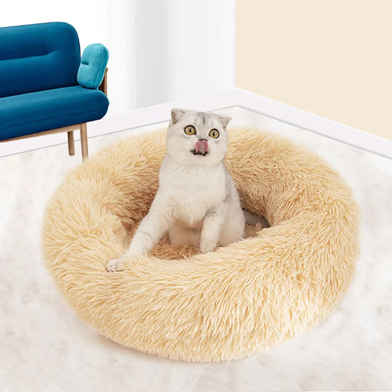 

Cat Bed Long Plush Dount Basket Calming Pet Dog Kennel House Soft Fluffy Cushion Sleeping Bag Mat for Large Dogs Pet Supplies
