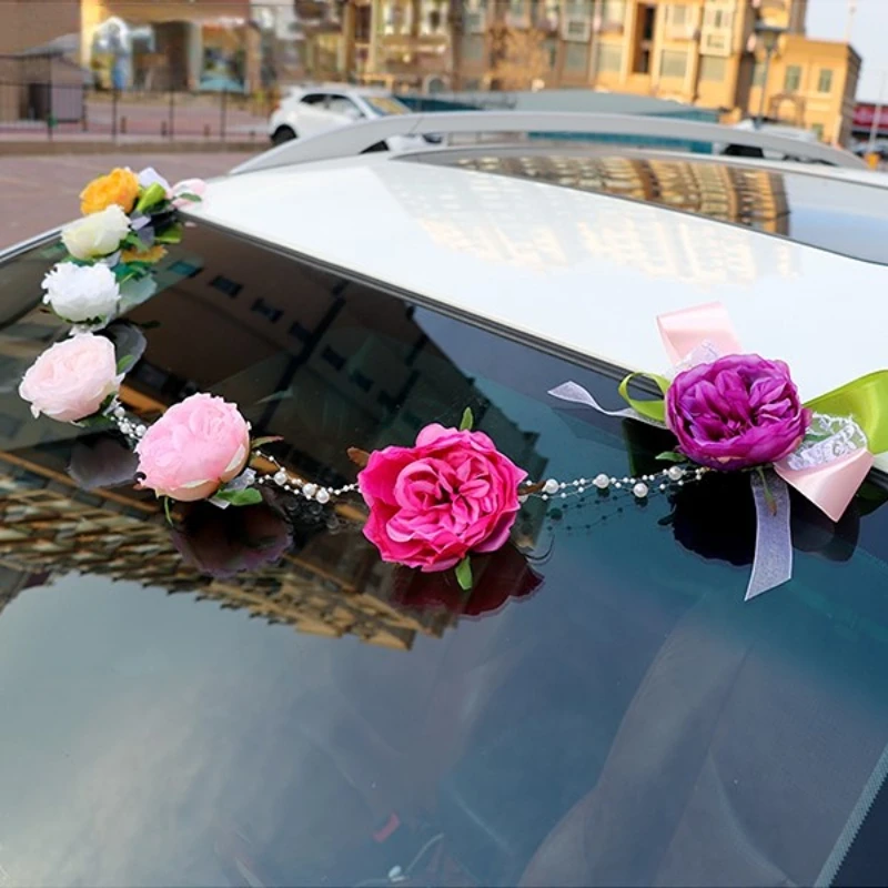 

NEW Austin Rose Artificial Flowers Silk Flowers 110cm Car Roof Garland Wedding Car Decoration Embellishment Fake Flower Decora