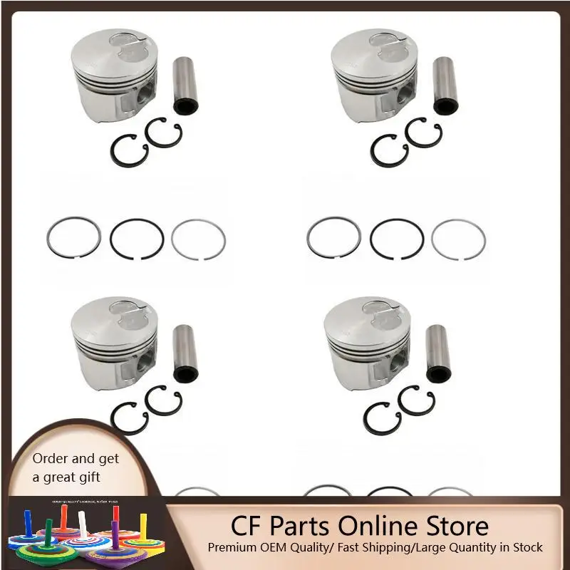 

New 4 Sets STD Piston Kit With Ring 129931-22100 Fit For Komatsu 4D94E Engine 94MM