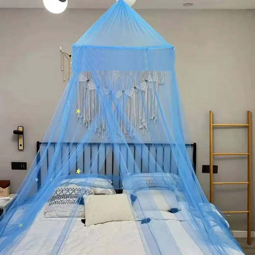 Useful Bed Canopy 2 Sizes Bed Net Cover Fluorescent Stars Design Kid Room Round Top Children Crib Bed Tent  Protection