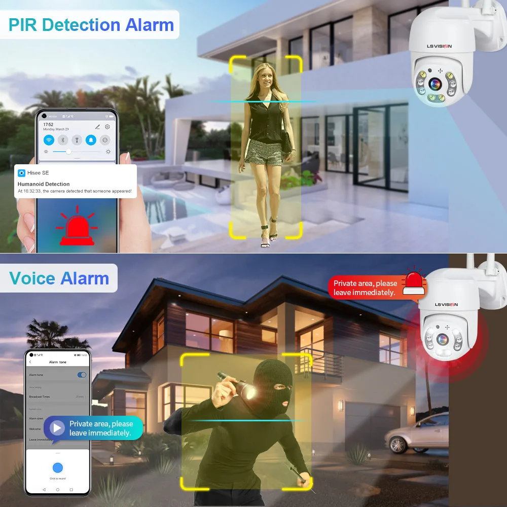 Наружная IP-камера видеонаблюдения LS VISION 1080P PTZ с Wi-Fi и 4-кратным цифровым зумом