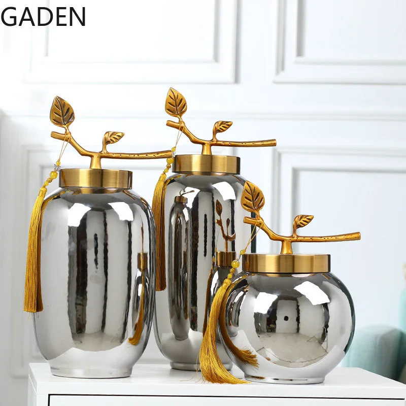 

Nordic Electroplating Silver Ceramic Vase Creative Home Living Room Dried Flower Flower Arrangement Accessories Crafts Ornaments
