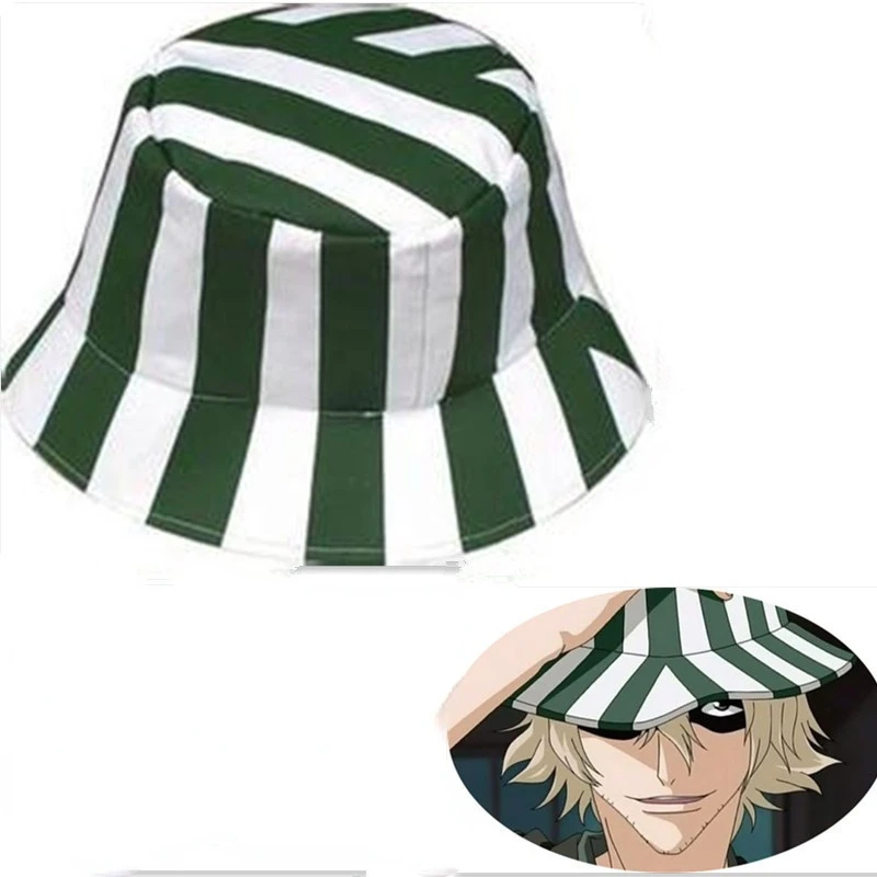 

Anime Bleach Urahara Kisuke Cosplay Hat Cap Dome Green and White Striped Summer Cool Hat Watermelon Hat