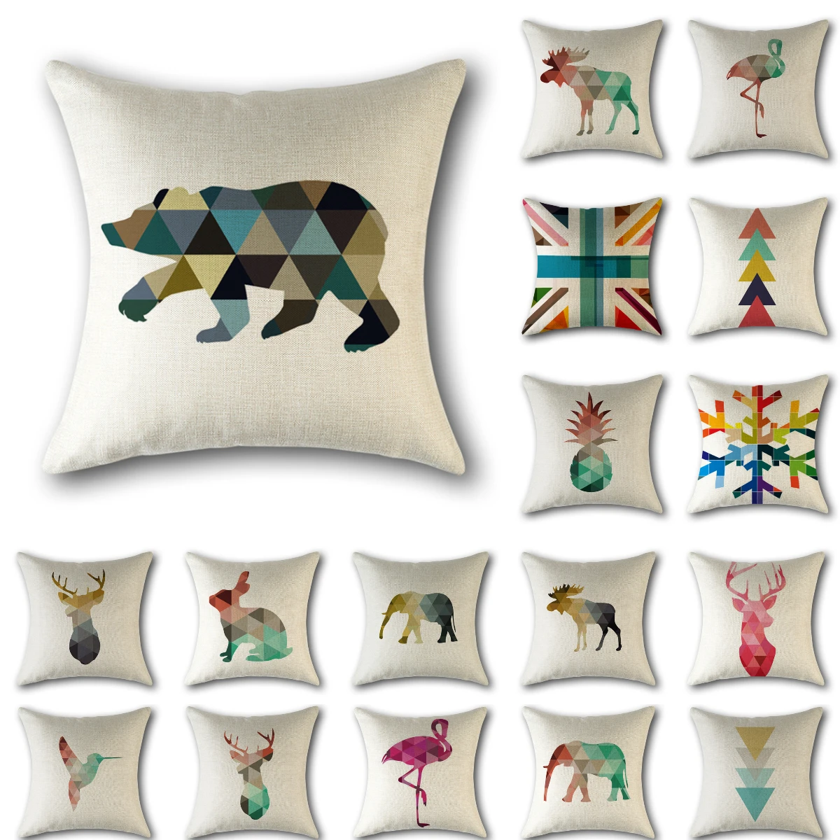

Creative Nordic Geometric Animals Print Cushion Covers Cotton Linen Modern Fashion Pillowcase Decorative Livingroom Sofa Pillows