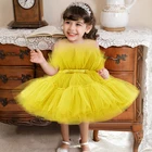 Платье для девочки, крестильное платье для новорожденных, розовые лепестки, элегантные свадебные платья для девочек, платье-пачка, платье принцессы для маленьких девочек