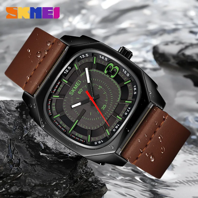 Skmei модные повседневные квадратные кварцевые часы в стиле ретро мужские