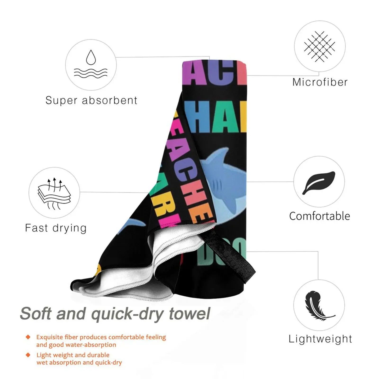 Teacher Shark Doo Bath Towel Beach Cushion Eacher Maker