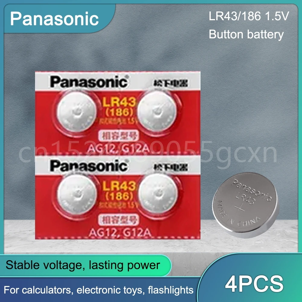 Щелочная батарея Panasonic AG12 LR43 SR43 186 386 1,5 в, 4 шт.