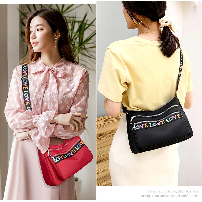 2023 Oxford Cloth Women's Crossbody Bag Casual Waterproof Nylon Canvas Shoulder Messenger Bag Travel Mother Handbag Shopping Bag