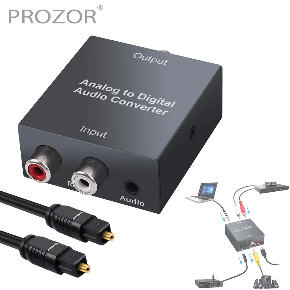 

Analog to Digital Audio Converter For PS3 Xbox Player R/L 2RCA 3.5mm AUX to Digital Coaxial Toslink SPDIF Optical Audio Adapter