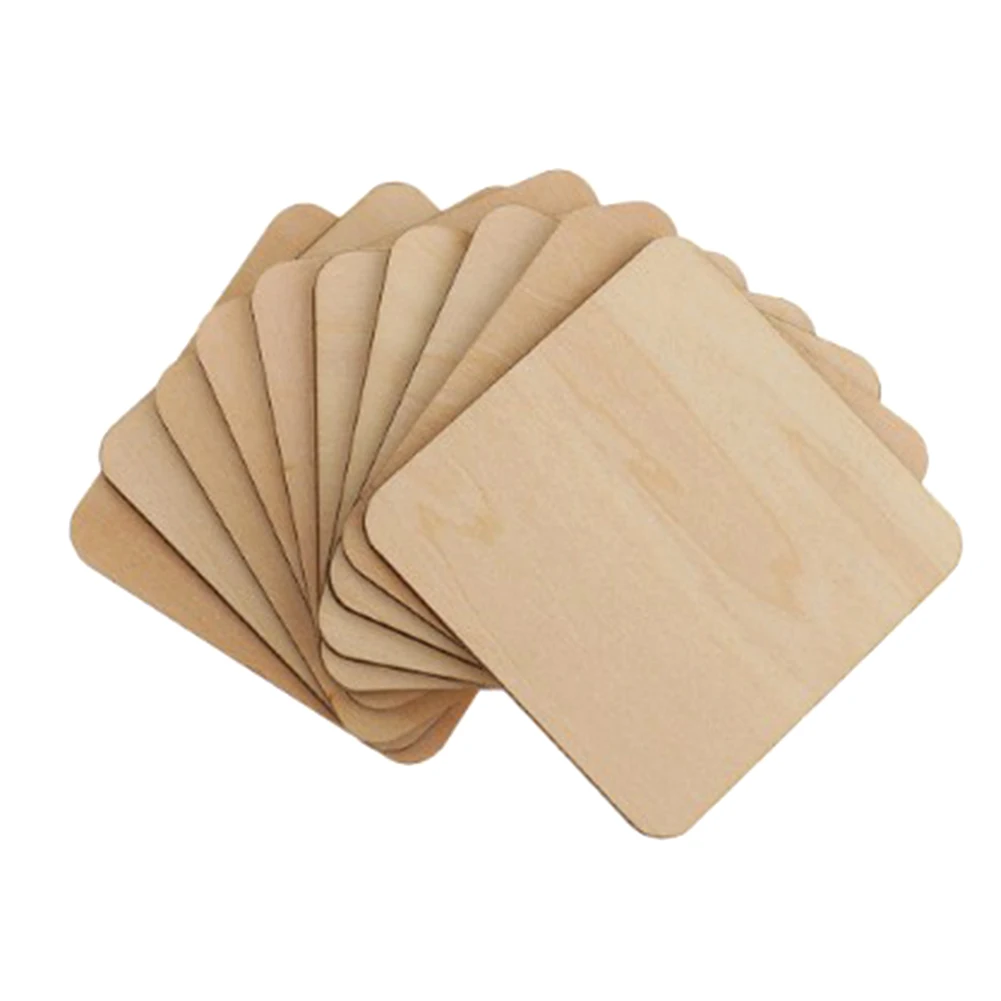 

5-10CM 10-15PCS Wooden Square Painting Board Wood Chip Puzzle Graffiti Personalized Teaching Supplies for Drawing Decoration