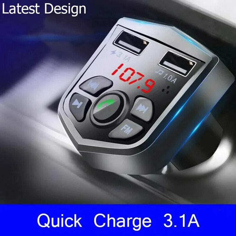 

FM Transmitter Handsfree MP3 Audio Music Player Dual USB Radio FM Modulator Car Kit 2.1A Charger Wireless Bluetooth-compatible