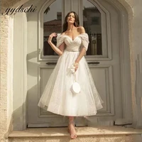 bohemian glitter wedding dresses for women tulle off the shoulder sweetheart 2022 bridal gown princess party vestido de novia