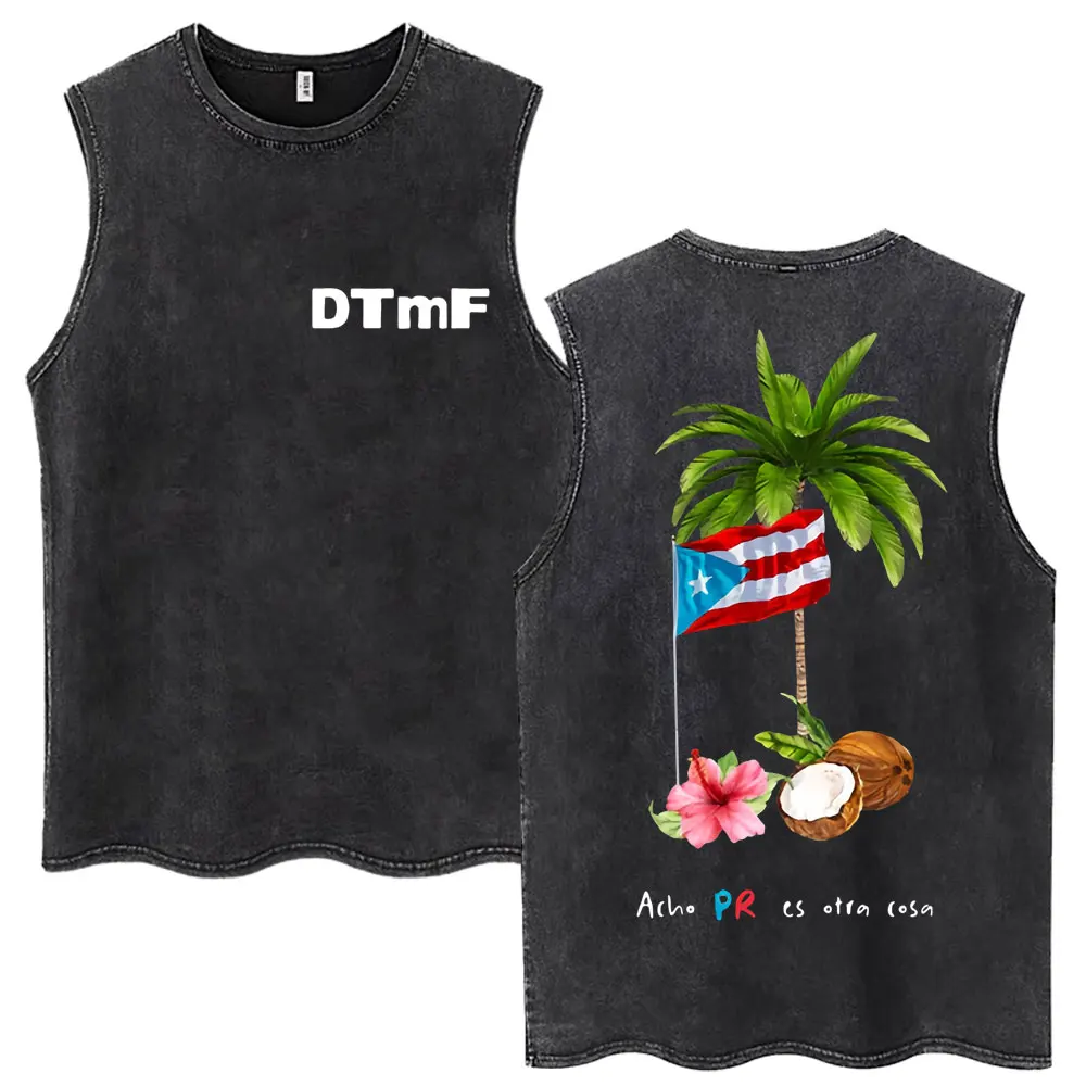Фото Майки-безрукавки Rapper Bad Bunny Washed Tank Tops Debi Tirar Mas Fotos DTMF, модные хлопковые оверсайз футболки без рукавов в стиле хип-хоп для мужчин и женщин №4