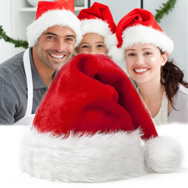 

2022 Merry Christmas Red Hat Adult Children Family Christmas Decoration Santa Hats Winter Warm Plush Beanies Holiday Friend Gift