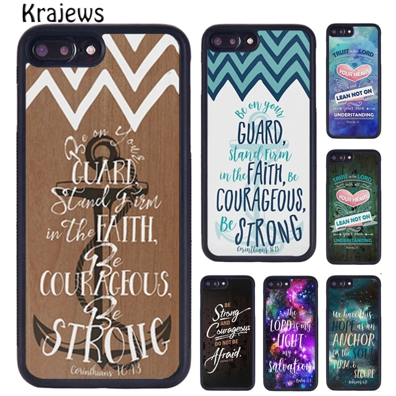 Резиновый чехол для телефона Krajews с цитатами из Библии iPhone 16 15 14 XR XS 11 12 mini 13 Pro MAX Plus