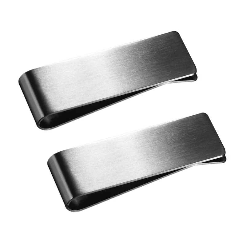 

2X Money Clip Stainless Steel Matt-Silver Finish In Gift Box