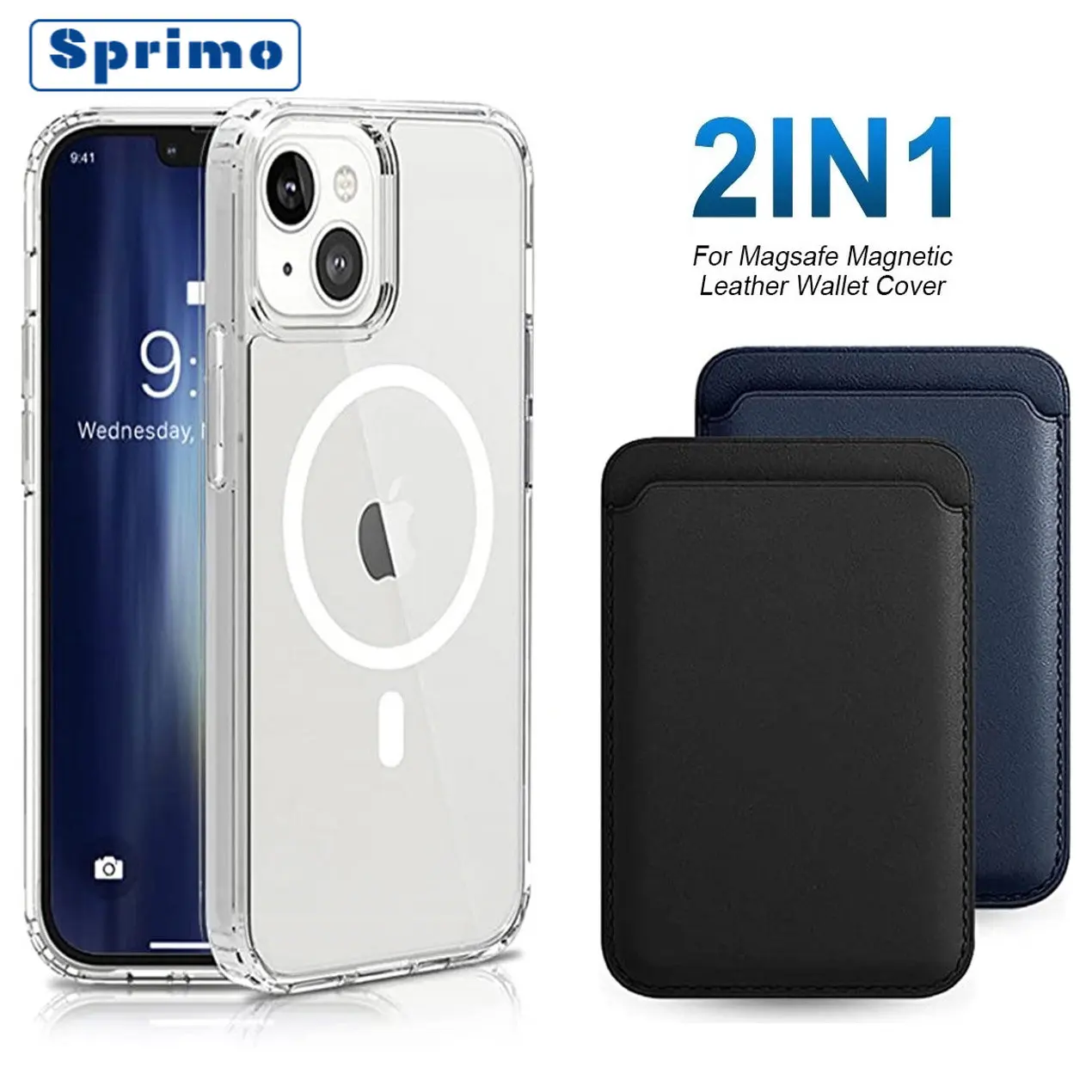 

SPRIMO 2-in-1 Magsafe phone case+leather Magsafe card case For iPhone 11 12 13 14Pro Max X Xs XR Xs Max magnetic protective case