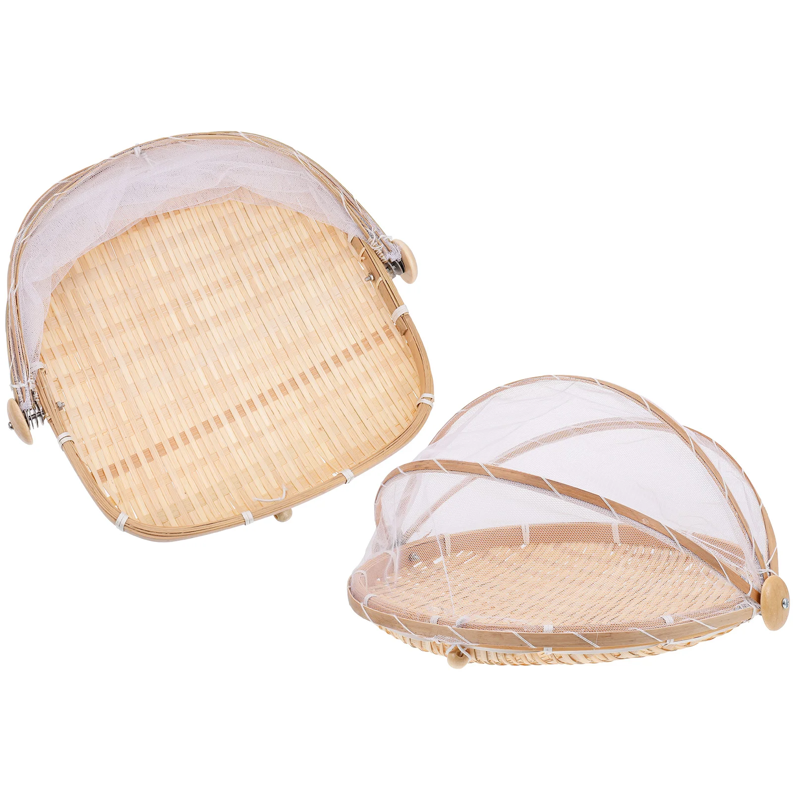 

Basketcover Servingwoventray Tent Bread Fruit Lidmesh Rattan Tents Flat Picnic Snack Outdoor Net Dome Vegetable Baskets
