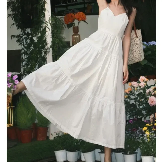 Женское облегающее платье без рукавов Элегантное Длинное белое пляжное для