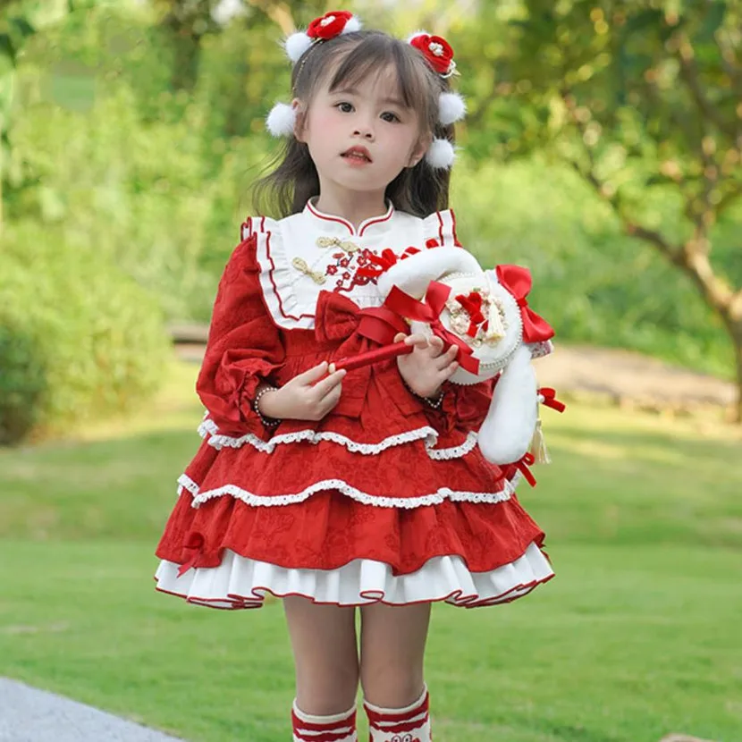 

Новинка осенне-зимнее бальное платье принцессы испанской Лолиты с вышивкой дизайнерское праздничное платье для дня рождения и крещения для девочек ИД Рождество A2183