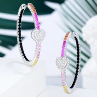 kellybola full multicolor mirco cz cubic zircon heart hoop earrings statement luxury shiny earring for women wedding jewelry