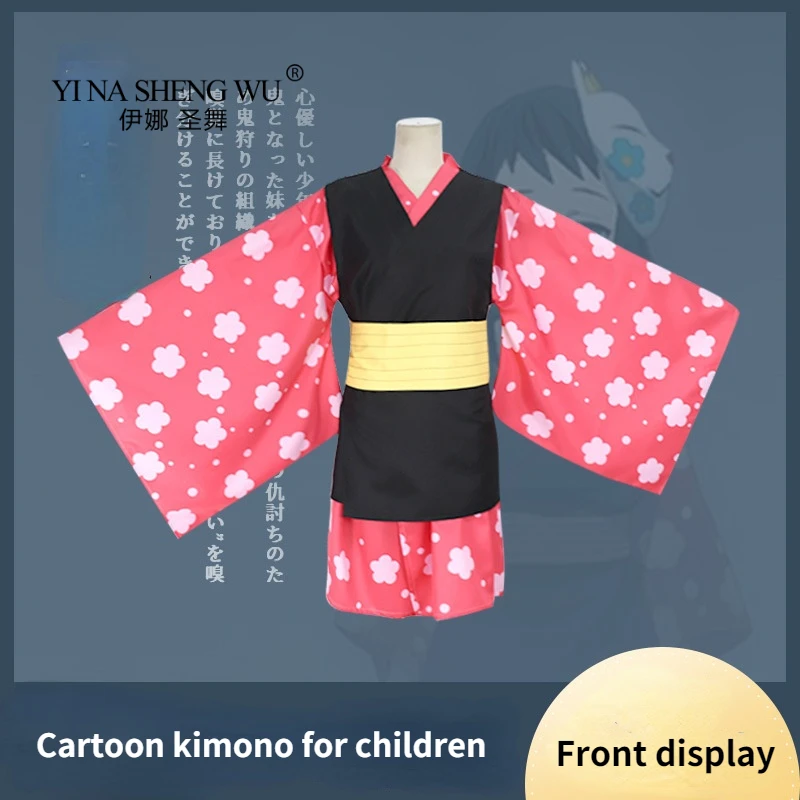 

Demon Slayer Kimetsu No Yaiba Makomo Full Set Anime Cosplay Costume Children Kimono Uniform PVC Mask Wig Halloween Party Suit