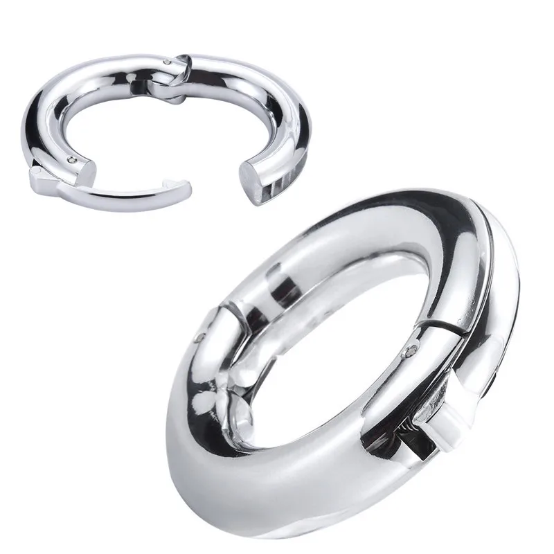 

Кольцо для пениса из нержавеющей стали с шариками, металлическое растягивающее кольцо на пенис для мошонки, секс-игрушки для мужчин, с регулируемым замком для задержки эякуляции
