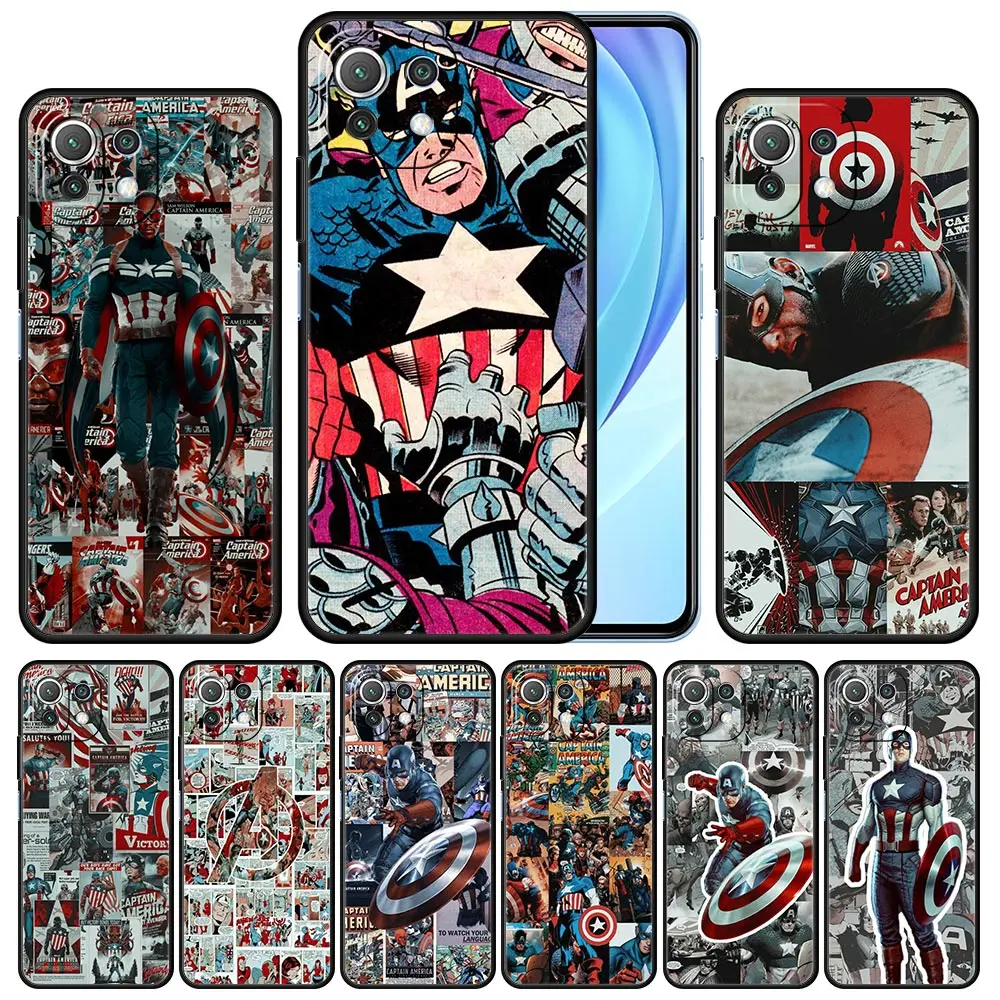 

Cover Case for Xiaomi 11 11T 10 10T 9 9T Lite Note 10 Poco X3 NEC X4 M3 M4 F2 F3 Pro 5G Cool Marvel Hero Captain America