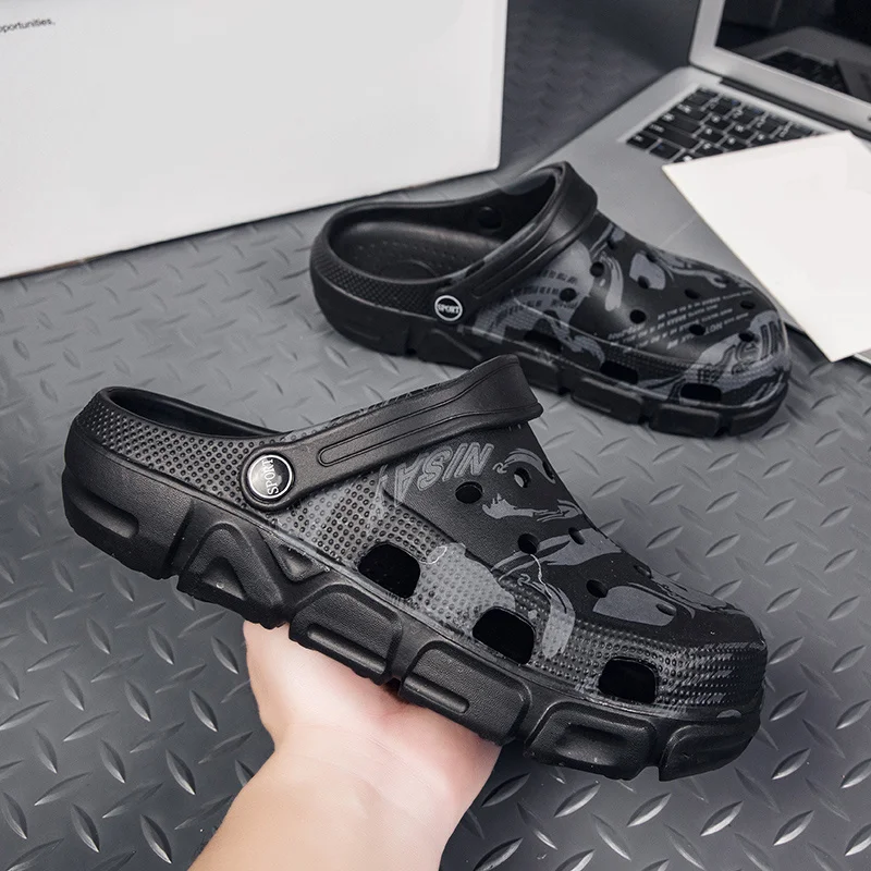 

Men's Slippers Summer Garden Clogs Shoes Man Sandals Casual Beach Slippers Sole Lightweight House Non-slip Sandals
