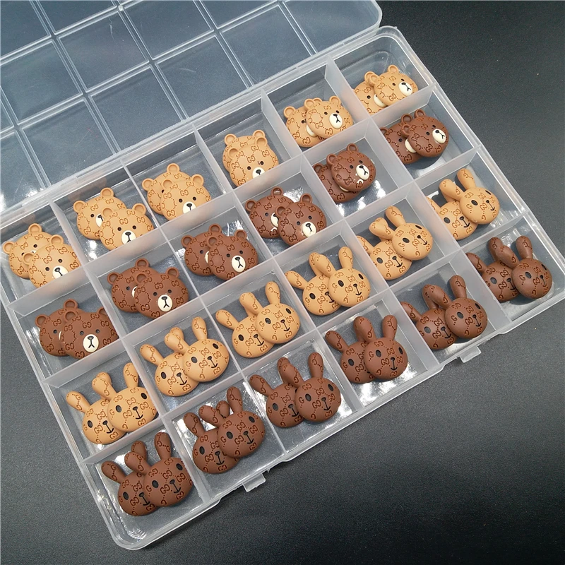 

One Box Nail Decor Kawaii Accessories Cute Bear 3D Assorted Candy Acrylic Nail Rhinestones Decoration DIY Manicure Tool Art Tips